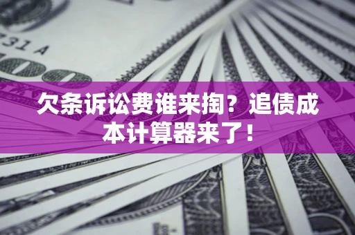 武汉欠条诉讼费谁来掏？追债成本计算器来了！