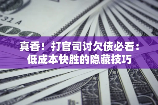 武汉真香！打官司讨欠债必看：低成本快胜的隐藏技巧